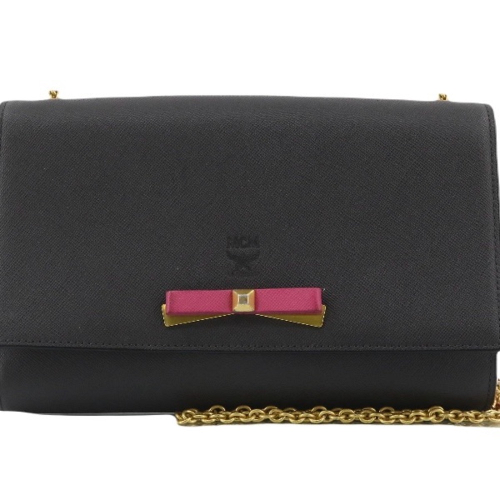 MCM Multicolor Leather Mina Gold Chain Crossbody Clutch Bag Multicolor Leather